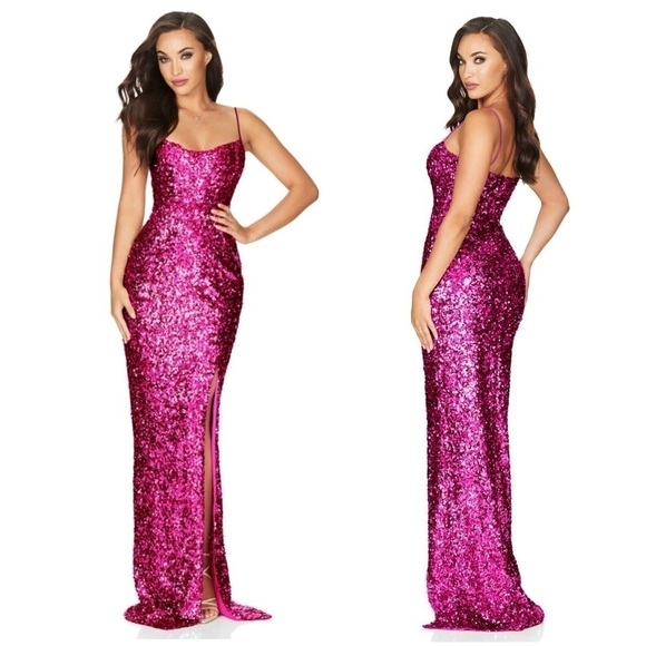 NWT Nookie Confetti Sequin Maxi Dress in Cherry Size Small Retail $389